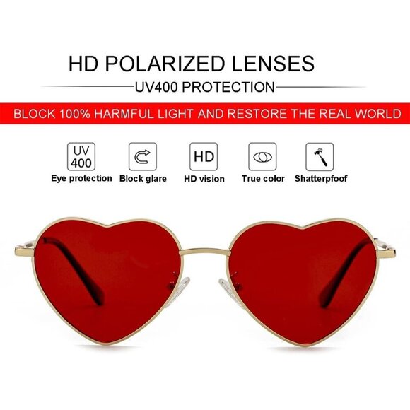 Women Heart Shape Sunglasses Polarized UV400 Metal Frame Fashion Accessories main image 6
